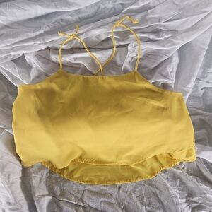 Superdown Yellow Tie Front Crop Camisole